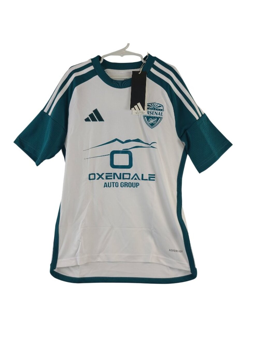 Adidas Arsenal Youth Soccer Jersey White/Teal Aeroready Size 11-12 Years #19